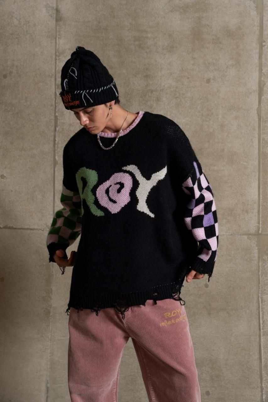 ROYロゴダメージニット - ROY reflect overjoy
