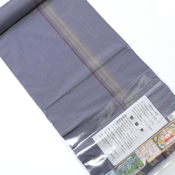 本場大島紬 縞大島 「薩摩布」 グレー 草木染め ライン 鹿児島大島