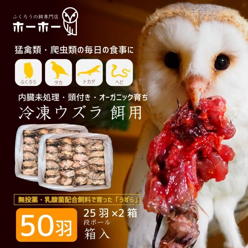 ウズラ50羽餌用 頭付き内臓未処理 オーガニック育ち【冷凍配送】