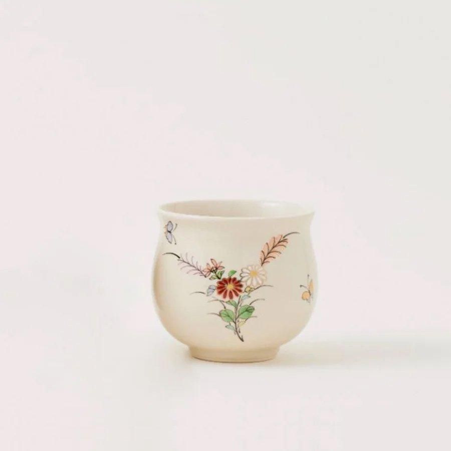 白薩摩蓋無湯呑（大）秋草[シロサツマフタナシユノミ（ダイ）アキクサ