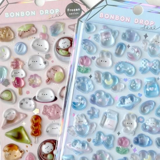 ネコポス対応】ボンボンドロップシール シャーベット／みずいろ