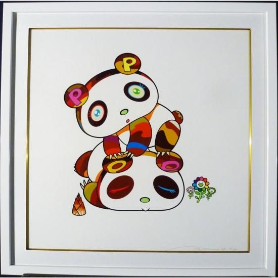 村上隆「パンダちゃん。ホヨヨ、スヤスヤ。」絵画 額付 版画 シルク