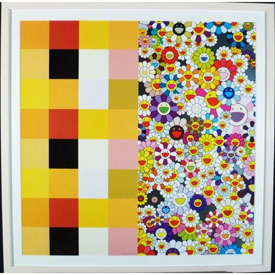 村上隆「アキパンクチャー・フラワーズ(チェックカーズ)」絵画 額付