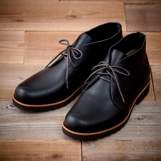 吉野チャッカ メンズ／たつの蝋引きレザー／ブラック - コトカ