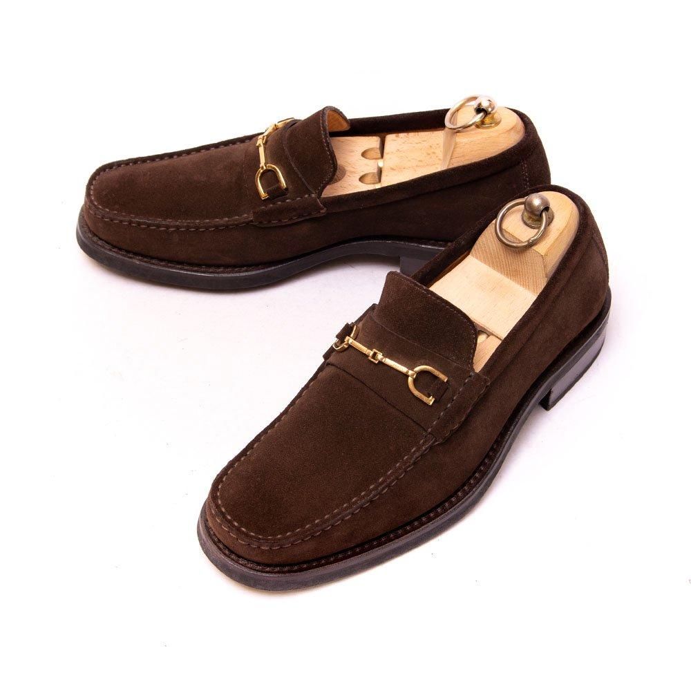 グッチ ビットローファー ダークブラウン スエード サイズ40E - 中古