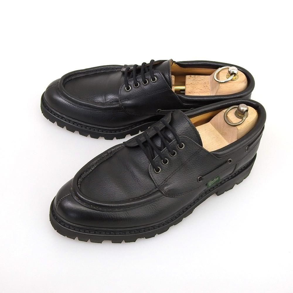 パラブーツ CHIMEY(シメイ)デッキシューズ Uチップ ブラック グレイン