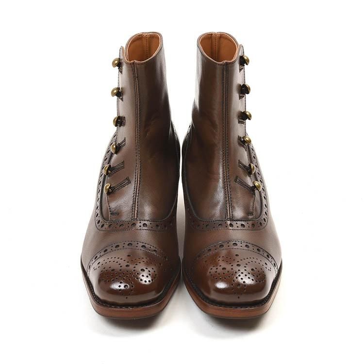 美ボタンブーツ】ショセ PC-5053H (別注底・防水レザー)ダークブラウン