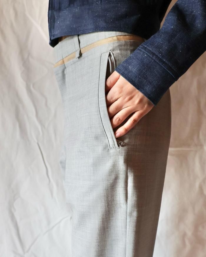 FUMIKA UCHIDA： ZIPPED HEM SLACKS - LIGHT GREY - ORANN ONLINE SHOP