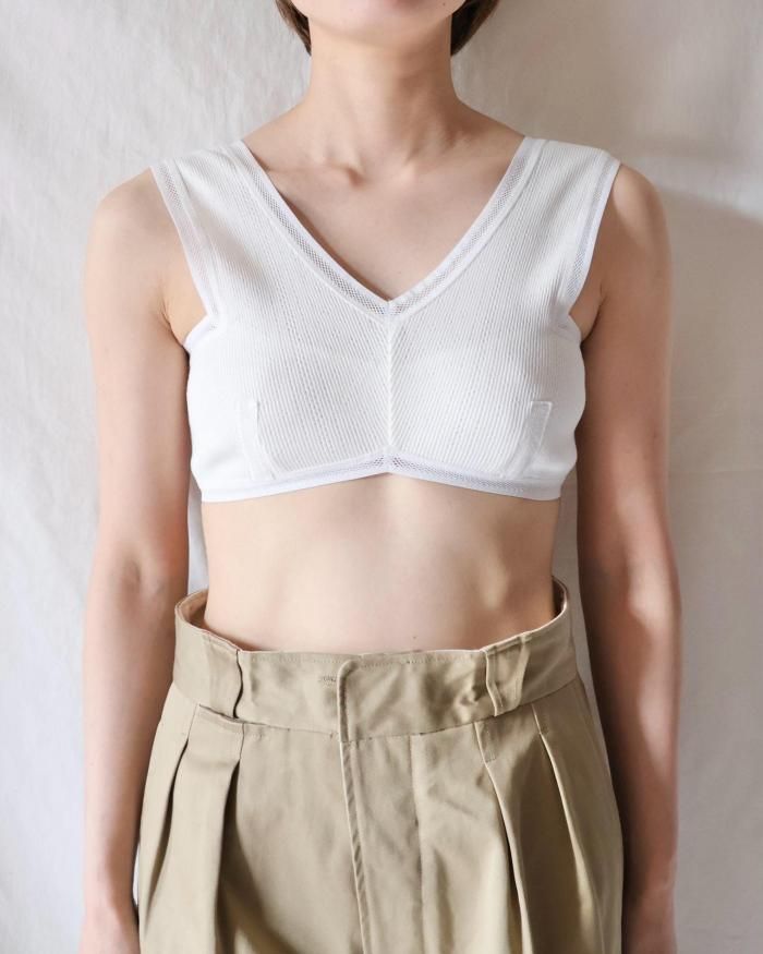 FUMIKA UCHIDA： EYELET RIB STITCH BRA TOP - OFFWHITE - ORANN