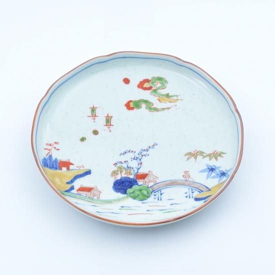 色絵山水7寸皿 | 文青シリーズ - 有田焼のまるぶんオンラインストア