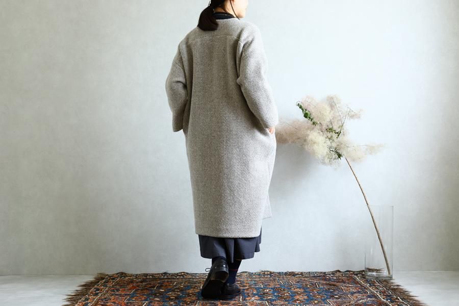 evam eva(エヴァム エヴァ)【2019aw新作】 ウールツイードローブコート