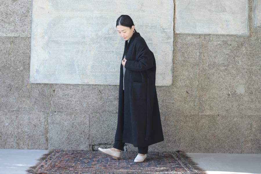 evam eva(エヴァム エヴァ) 【2021aw新作】プレスウール ローブコート