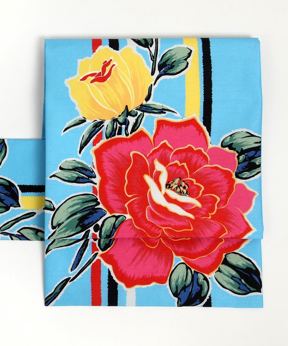 名古屋帯「薔薇とストライプ」 - Ponia no kimono