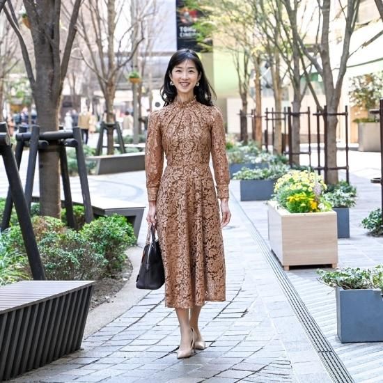 レースワンピース 長袖フレア - クチュール デコール