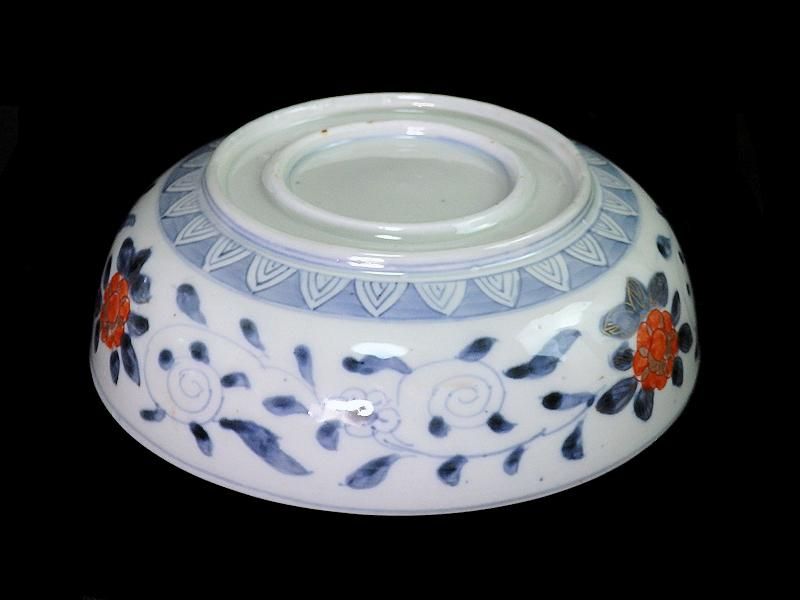 古伊万里 色絵 花鳥紋に獅子の図 深鉢