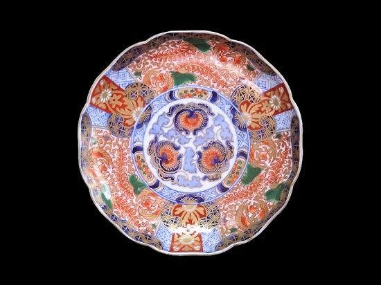 古伊万里 金襴手 金羊歯に鳳凰の図 7寸皿