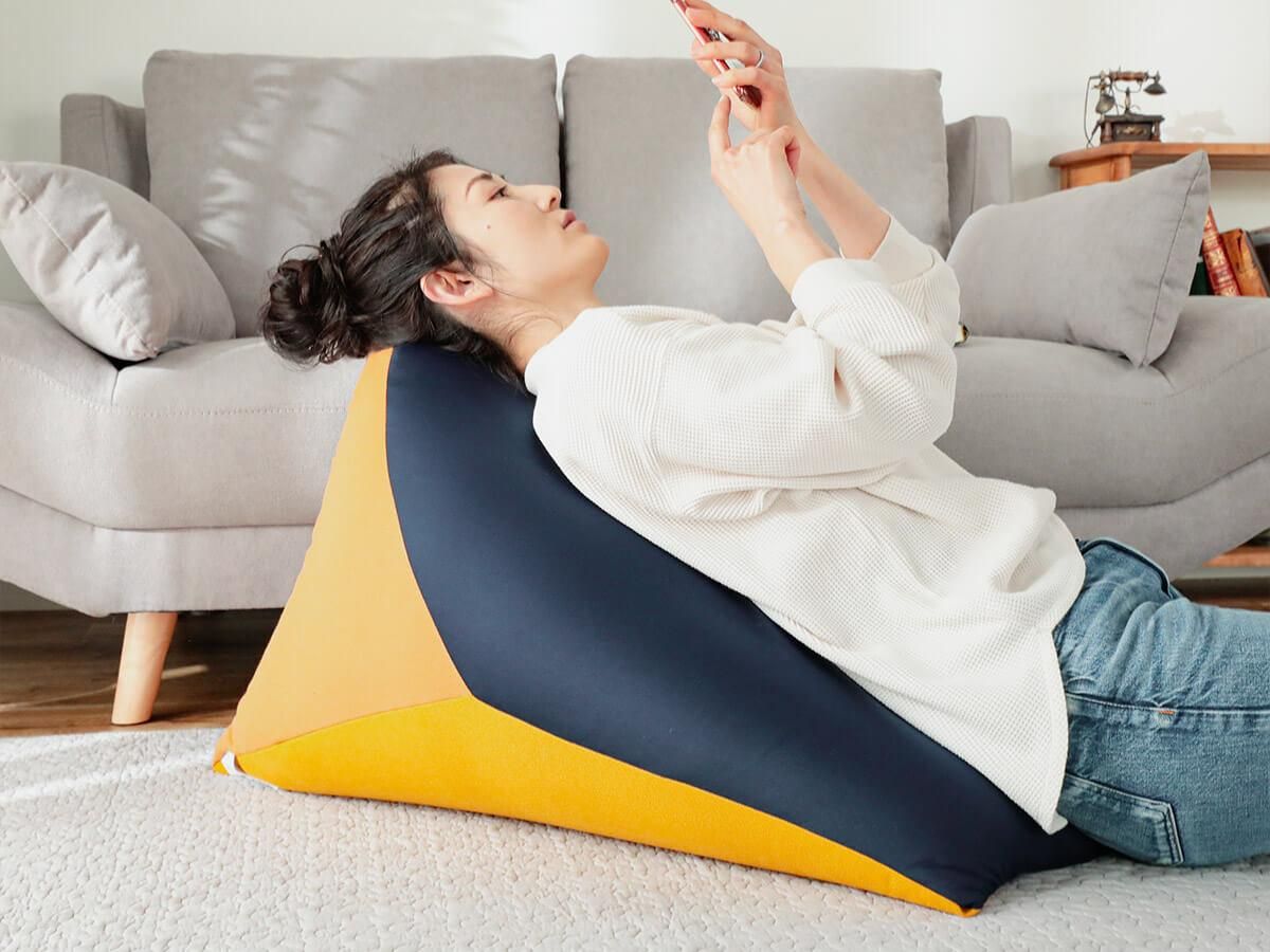 エアクッションソファ イエローとブルーのニ点セットエアクッション