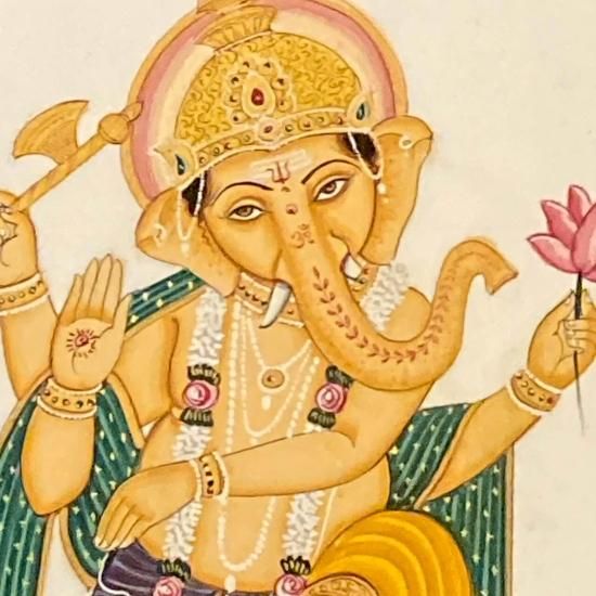 シルク地絵画 ガネーシャA | 高級インド雑貨カオス 通販