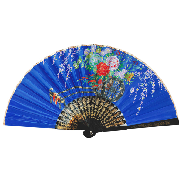 飾り京扇子 サテン扇子 花車青21cm Z104 - itotsune