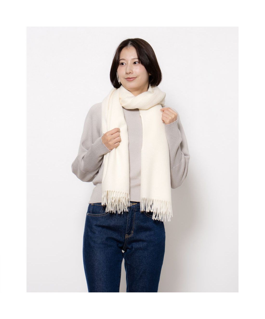 ウール100% 無地ポンチョストール／大判70cm幅(506865684)｜阪急百貨店