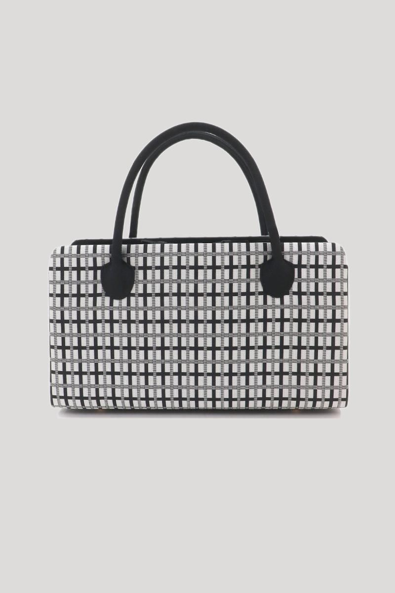 G-3233】利休バッグ 吉野格子 黒色×グレー系 - 銀座きもの青木｜長く