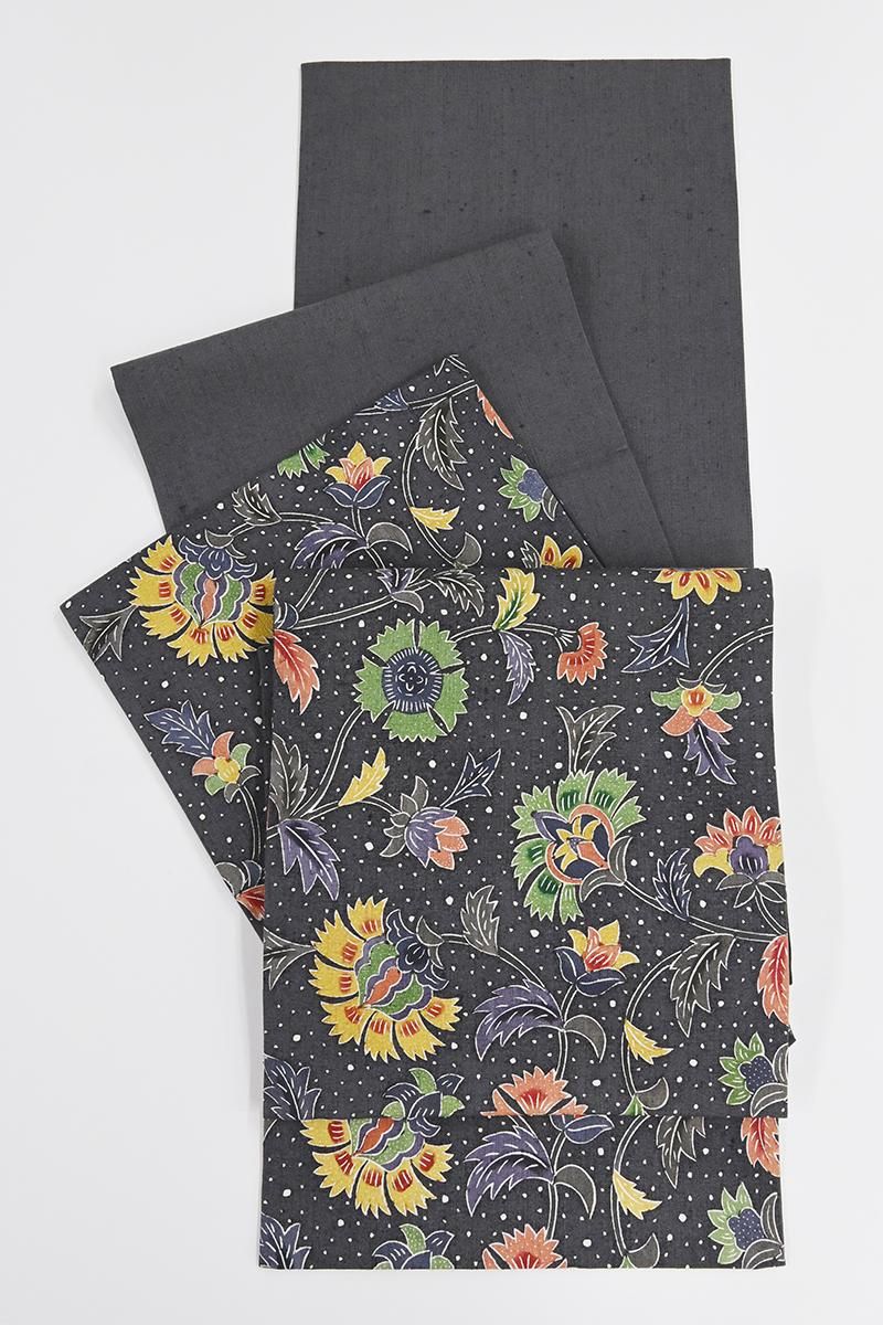 銀座【L-8743】紬地 洒落袋帯 紺滅色 唐花文 - 銀座きもの青木｜長く