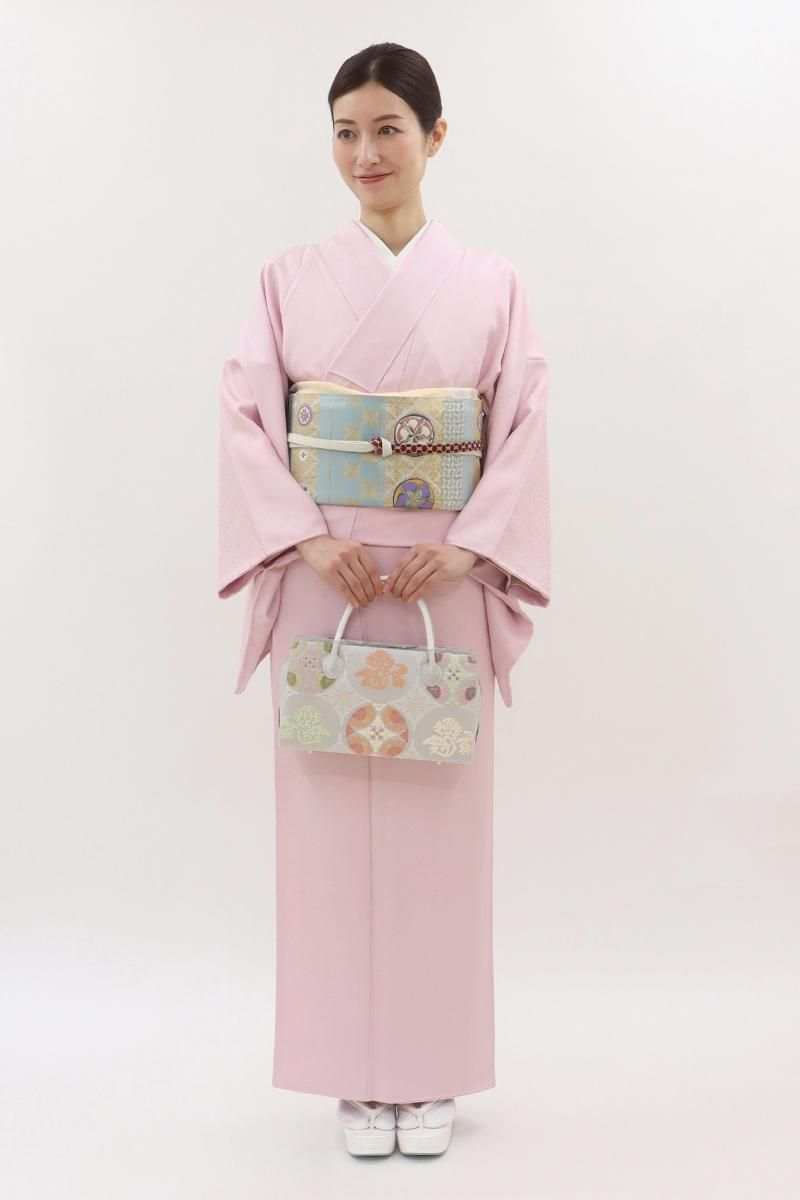 銀座【C-3048】染一ッ紋 色無地 ピンク系 小葵の地紋 :身丈161/裄68