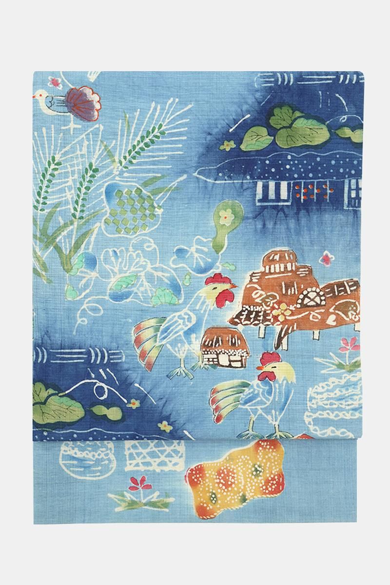 銀座【帯5768】鈴木紀絵作 紬地 染名古屋帯 - 銀座きもの青木｜長く