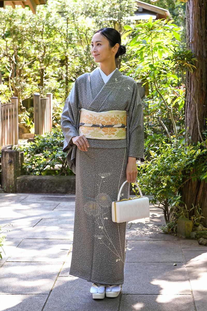 銀座【着物4641】人間国宝 森口華弘作 繍一ッ紋 訪問着（落款入）:身丈