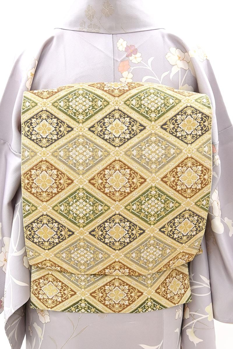 銀座【L-8639】袋帯 金色 花菱文 - 銀座きもの青木｜長く大切に着続け