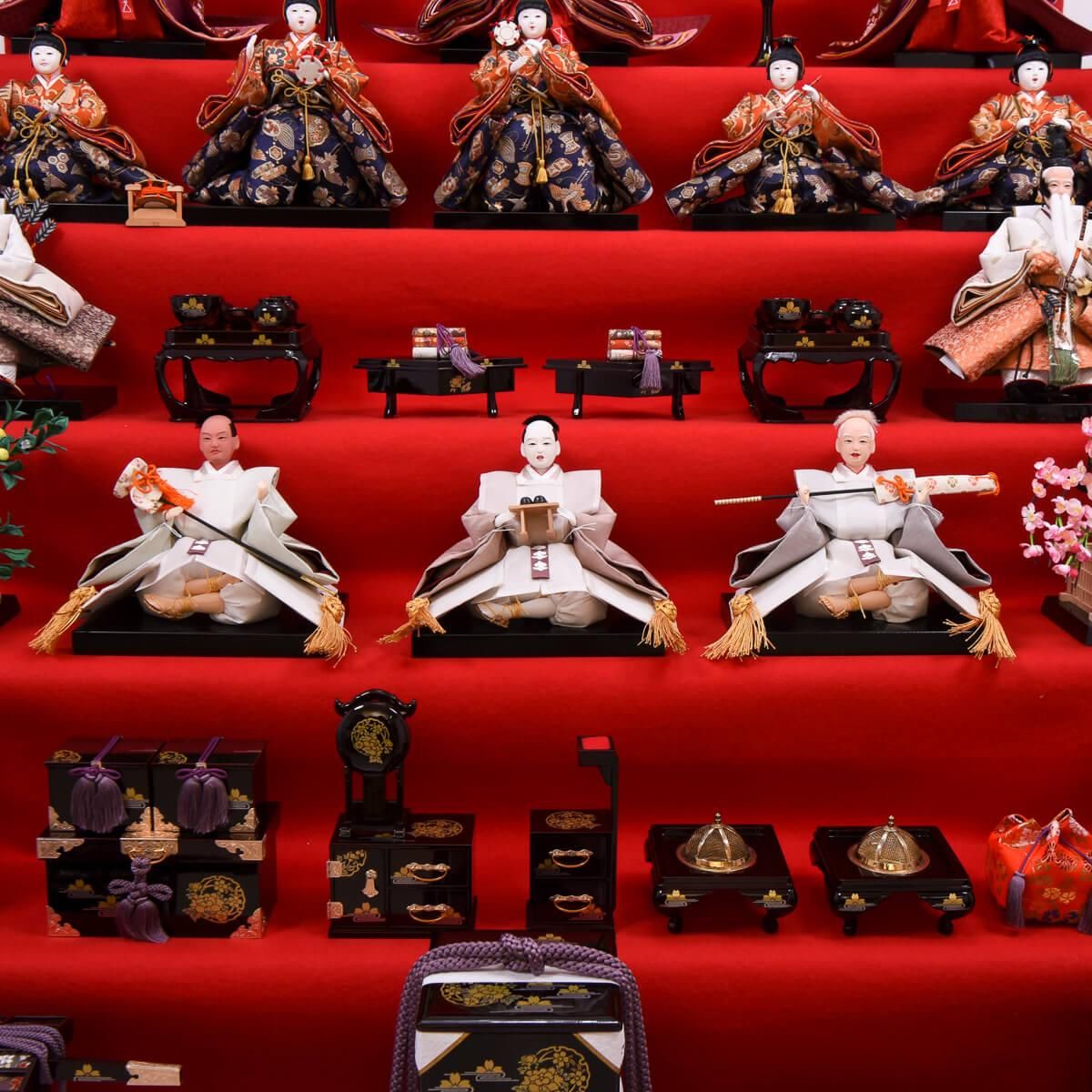 ひな壇 7段飾り 40号 スチール 毛氈付き ディスプレイ用 ひな壇 7