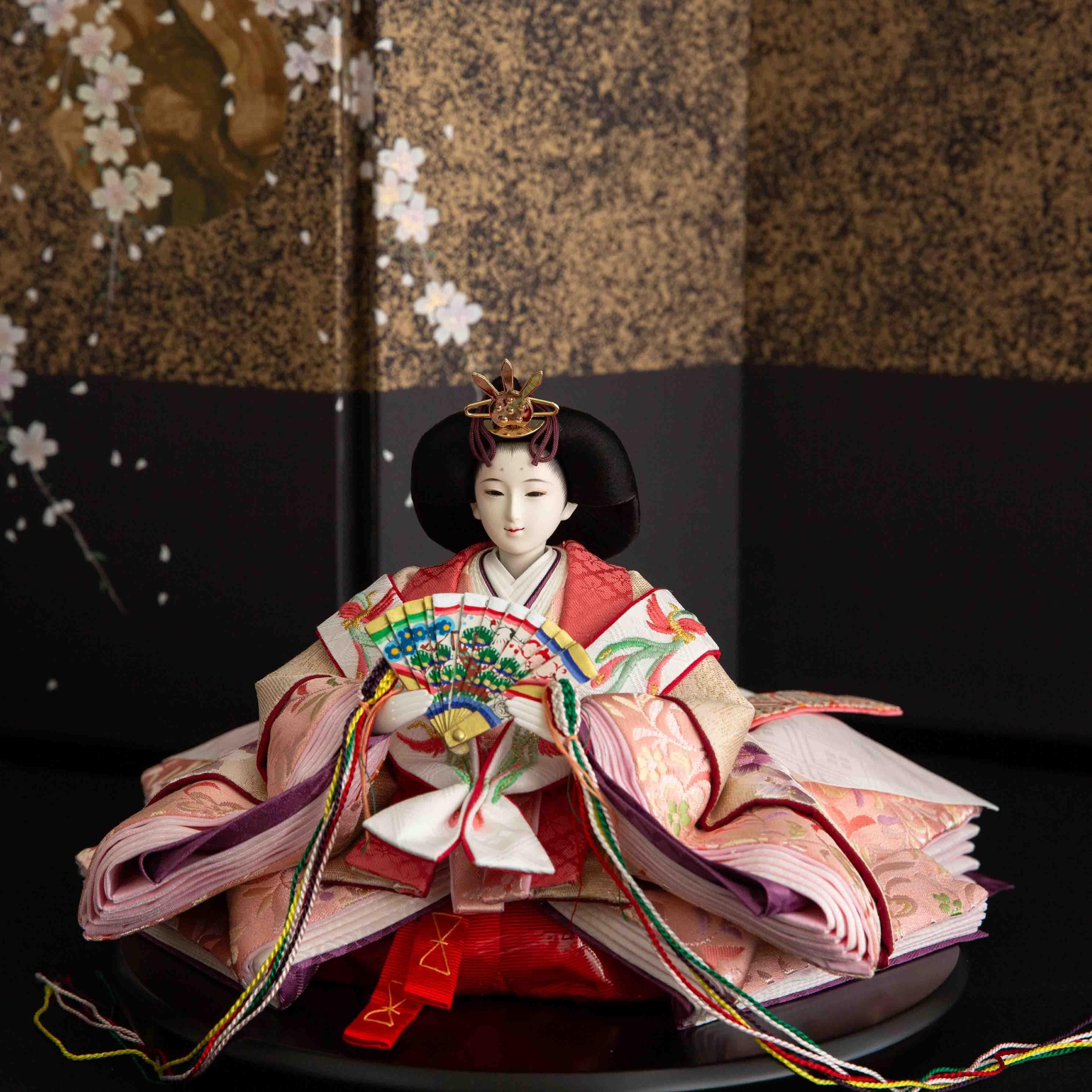 モダン オシャレ 雛人形 大三五 親王飾り 新刺繍 小倉草園