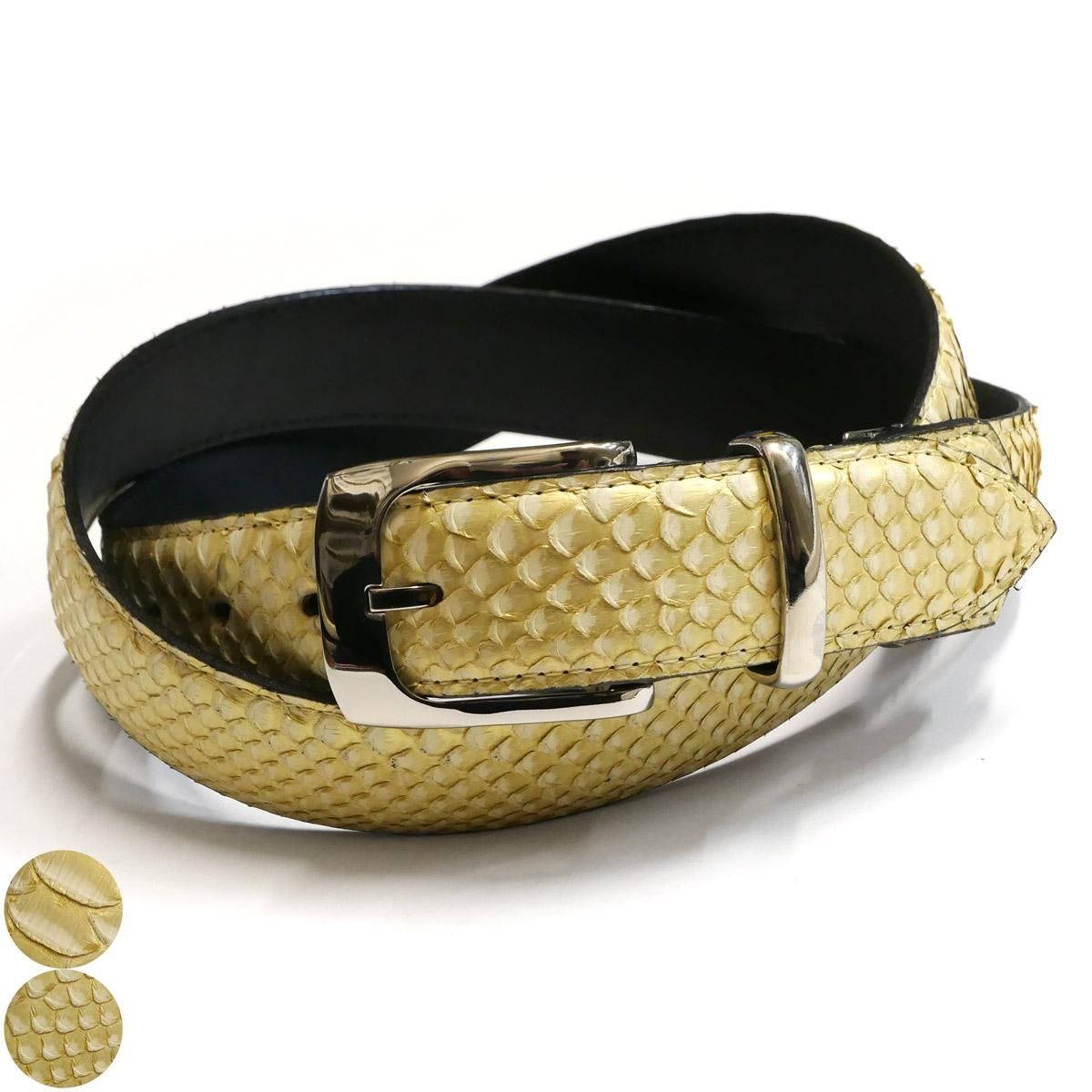 ベルト メンズ 本革 / 3.5cm幅 / パイソン 栃木レザー 牛革