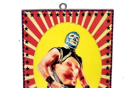 メキシコ プロレス ルチャリブレ ブルーパンテル イラスト 壁掛け飾り