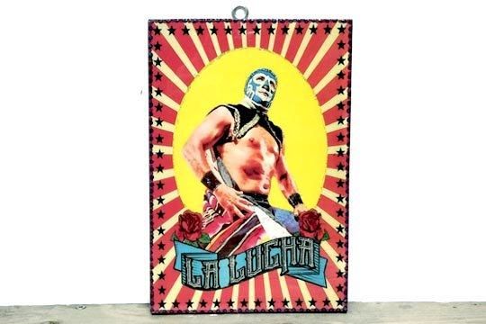 メキシコ プロレス ルチャリブレ ブルーパンテル イラスト 壁掛け飾り