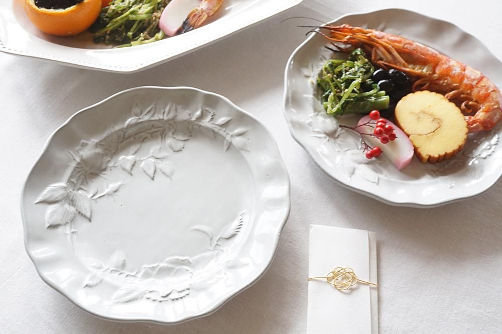 ノ6 ホワイトグレー 西洋絵皿 中 - 益子焼の小さな窯元「よしざわ窯