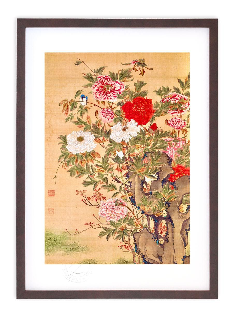 版画 絵画 名画 日本画 牡丹図 伊藤若冲 インテリア 壁掛け 額入り