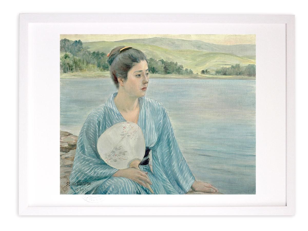 版画 絵画 名画 日本画 湖畔 黒田清輝 インテリア 壁掛け 額入り