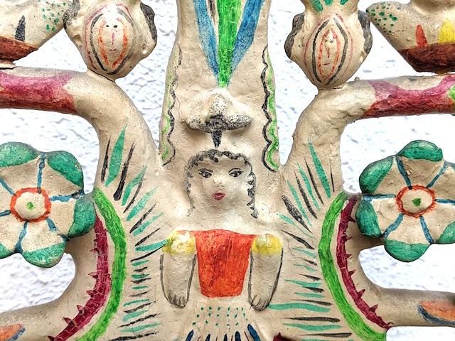 ツリーオブライフ 生命の樹 陶芸品 キャンドルホルダー- メキシコ 民芸