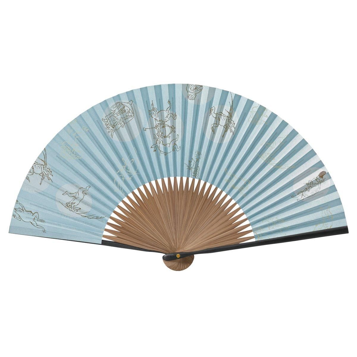 鳥獣戯画：水色【紳士紙扇子】 - 京扇子の老舗｜ギフト 扇子の山二