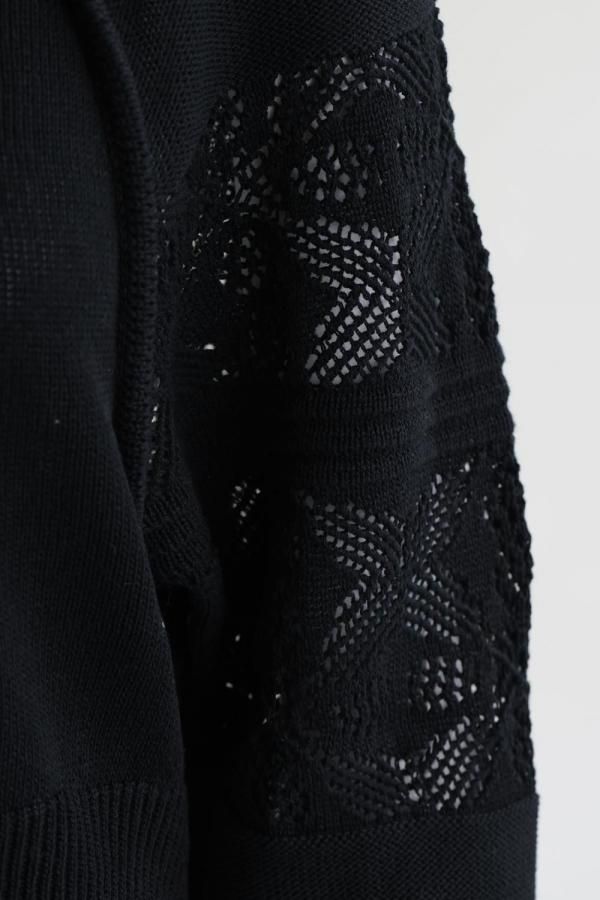 Mame Kurogouchi(マメ) Lace Knitted Top BLACK - YAMAROKU（ヤマロク