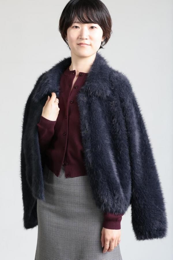 CABaN(キャバン) コットンカシミア クルーネックカーディガン ボルドー