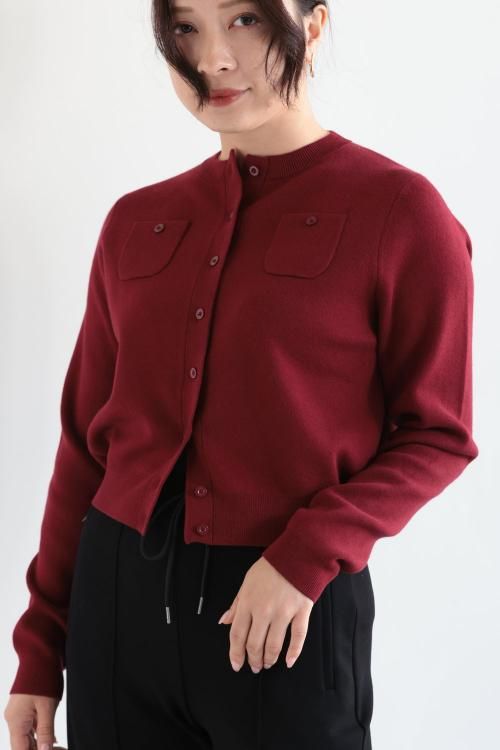 CABaN(キャバン) コットンカシミア クルーネックカーディガン ボルドー