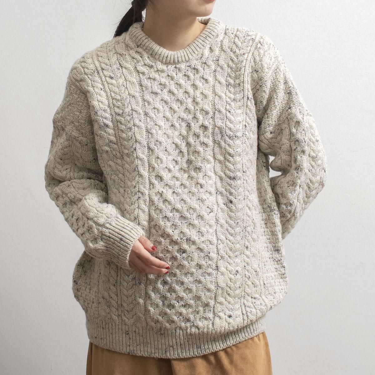 レディース] アイルランド製 ケーブルニット フィッシャーマンセーター