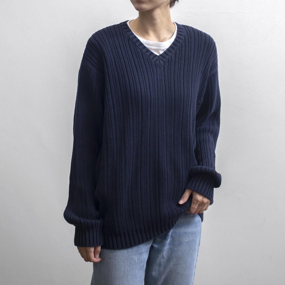 レディース] Jクルー オーバーサイズ コットン Vネックニット ネイビー