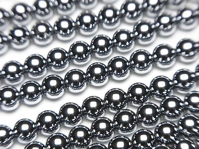 高純度テラヘルツ鉱石 ラウンド5mm 1連(約37cm) - 天然石ビーズ