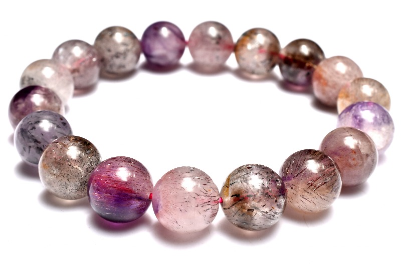 1点物】高品質◇マルチカラー スーパーセブン 11mm ブレスレット