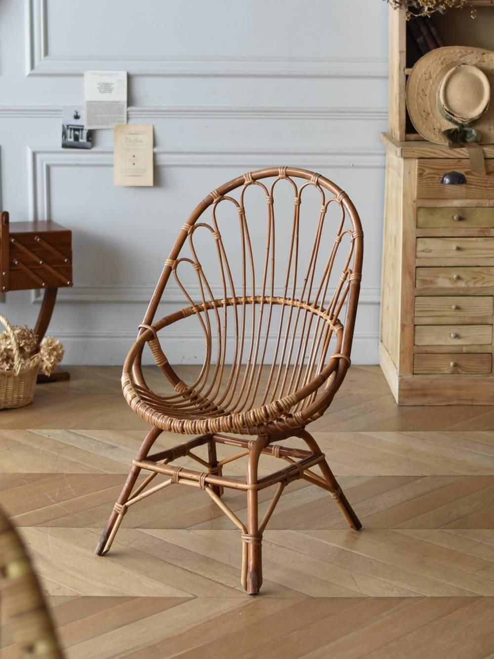 フランスヴィンテージ家具 ラタンチェア.8 ナチュラルインテリア