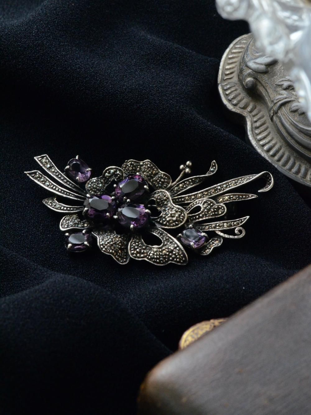 シルバー・マーカサイト ブローチ.5 ヴィンテージジュエリー 装飾品