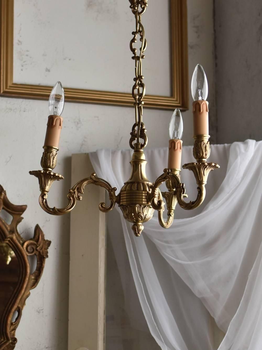 3灯シャンデリア.25 フランスアンティークインテリア 照明 フレンチランプ